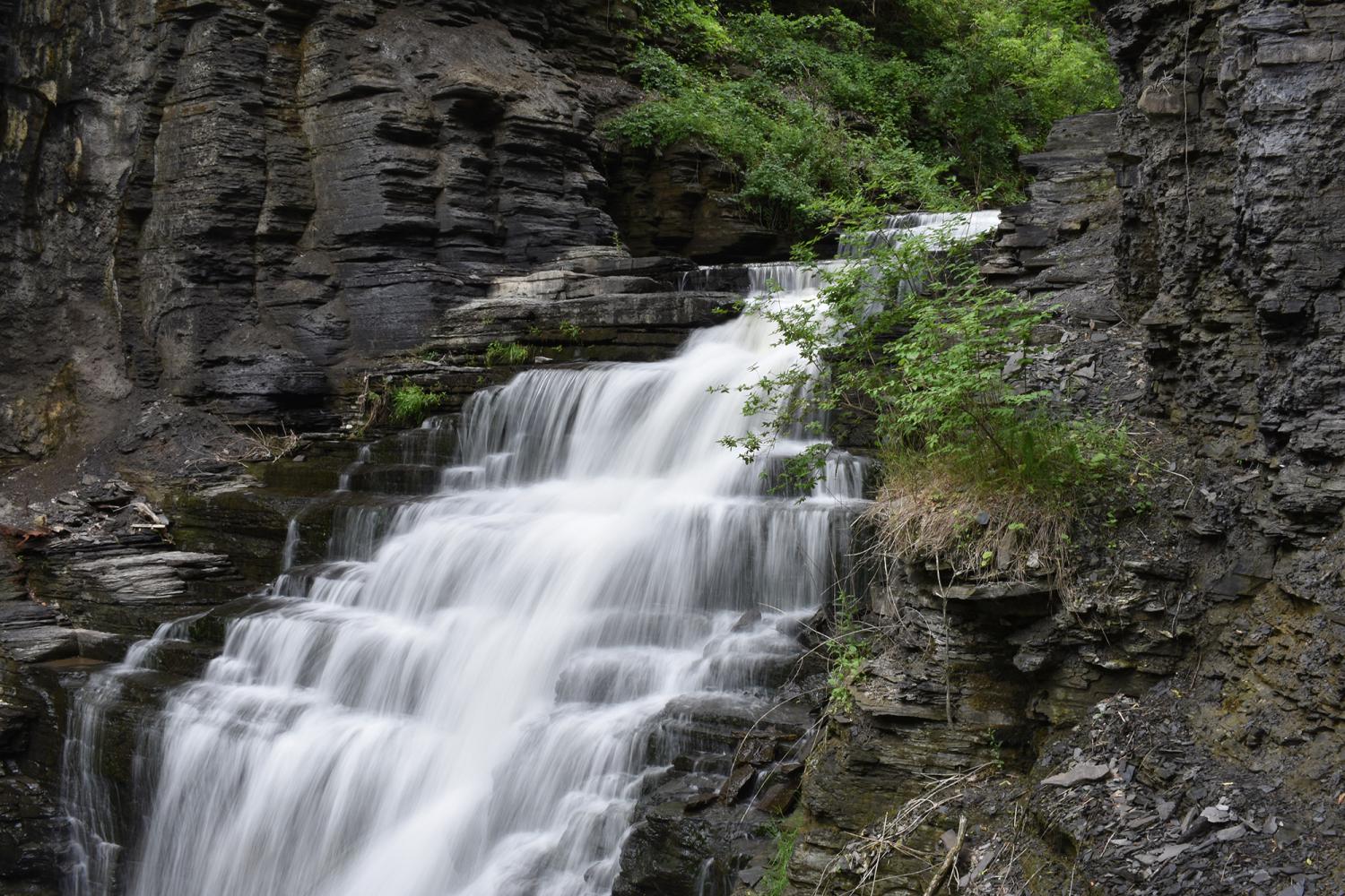 One of the larger waterfalls in Cascadilla Gorge, which runs from Ithaca to Cornell campus